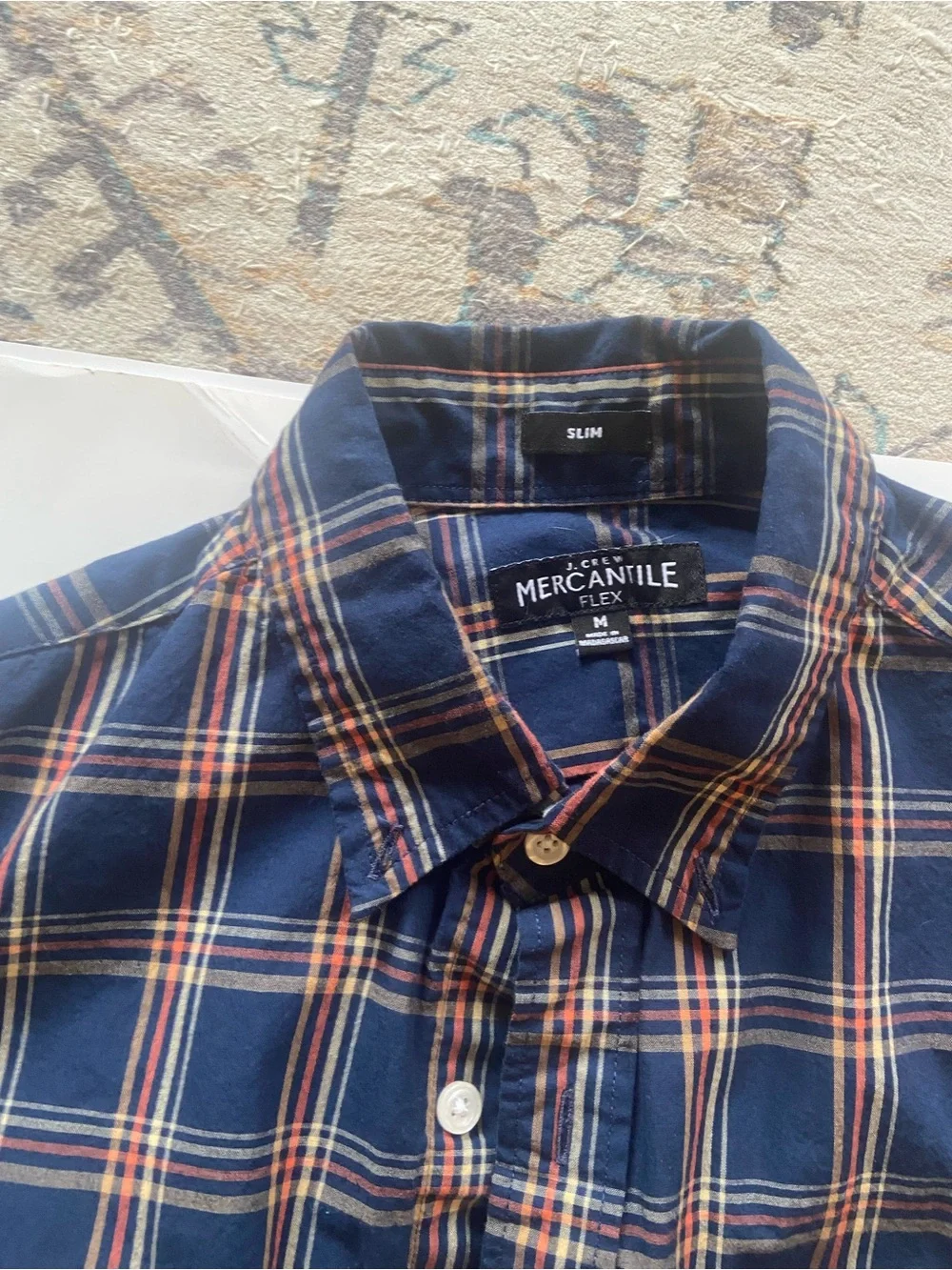 J. Crew Men's Navy Plaid Button-Up Shirt
